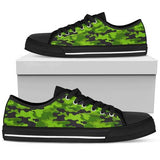 Green Kelly Camo Print Low Top Shoes For Men, Women