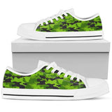 Green Kelly Camo Print Low Top Shoes For Men, Women