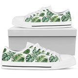 Green Pattern Tropical Palm Leaves Low Top Shoes For Men, Women
