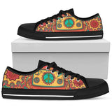 Hippie Van Mandala Low Top Shoes For Women White, Black Custom Shoes