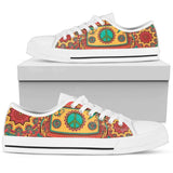Hippie Van Mandala Low Top Shoes For Women White, Black Custom Shoes