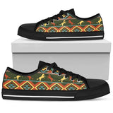 Horse Western Pattern Low Top Shoes For Women White, Black Custom Shoes