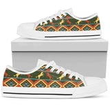 Horse Western Pattern Low Top Shoes For Women White, Black Custom Shoes