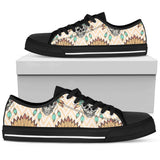 Indian Skull Pattern Low Top Shoes For Women White, Black Custom Shoes