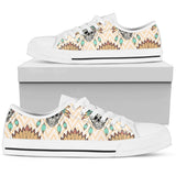 Indian Skull Pattern Low Top Shoes For Women White, Black Custom Shoes