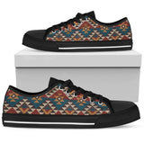 Knit Aztec Tribal Low Top Shoes For Women White, Black Custom Shoes
