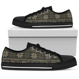 Knit Camo Low Top Shoes For Women White, Black Custom Shoes