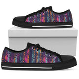 Line Tribal Aztec Low Top Shoes For Women White, Black Custom Shoes