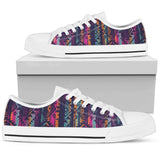 Line Tribal Aztec Low Top Shoes For Women White, Black Custom Shoes