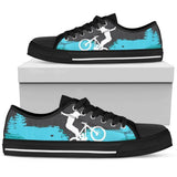 Mountain Bike Design Low Top Shoes For Women White, Black Custom Shoes