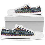 Multicolor Tribal Aztec Low Top Shoes For Women White, Black Custom Shoes
