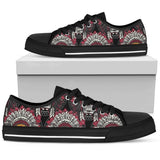Native Indian Skull Low Top Shoes For Women White, Black Custom Shoes