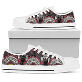 Native Indian Skull Low Top Shoes For Women White, Black Custom Shoes