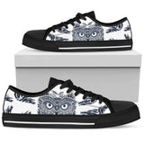 Owl Ornamental Low Top Shoes For Women White, Black Custom Shoes