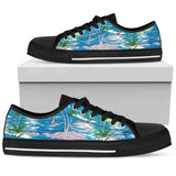 Palm Tree Beach Low Top Shoes For Women White, Black Custom Shoes