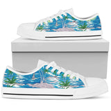 Palm Tree Beach Low Top Shoes For Women White, Black Custom Shoes