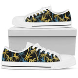 Palm Tree Pattern Low Top Shoes For Women White, Black Custom Shoes