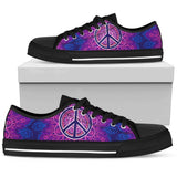 Peace Blue Mandla Low Top Shoes For Women White, Black Custom Shoes