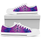 Peace Blue Mandla Low Top Shoes For Women White, Black Custom Shoes