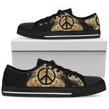 Peace Sign Gold Mandala Low Top Shoes For Men, Women
