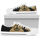 Peace Sign Gold Mandala Low Top Shoes For Men, Women