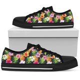 Pineapple Hibiscus Low Top Shoes For Women White, Black Custom Shoes