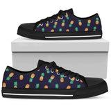 Pineapple Pattern Low Top Shoes For Women White, Black Custom Shoes