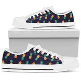 Pineapple Pattern Low Top Shoes For Women White, Black Custom Shoes