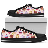 Pink Cupcake Pattern Low Top Shoes For Women White, Black Custom Shoes