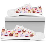 Pink Cupcake Pattern Low Top Shoes For Women White, Black Custom Shoes