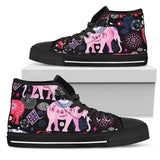 Pink Elephant Pattern High Top Shoes For Women, Shoes For Men Custom Shoes