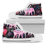 Pink Elephant Pattern High Top Shoes For Women, Shoes For Men Custom Shoes