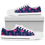Pink Flamingo Pattern Low Top Shoes For Women White, Black Custom Shoes
