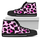 Pink Leopard Print High Top Shoes For Women, Shoes For Men Custom Shoes