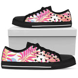 Pink Tropical Palm Leaves Low Top Shoes For Men, Women