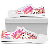 Pink Tropical Palm Leaves Low Top Shoes For Men, Women