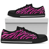 Pink Zebra Low Top Shoes For Women White, Black Custom Shoes