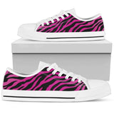 Pink Zebra Low Top Shoes For Women White, Black Custom Shoes