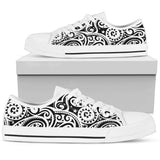 Polynesian Traditional Tribal Low Top Shoes For Women White, Black