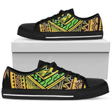 Polynesian Tribal Color Low Top Shoes For Women White, Black Custom Shoes