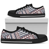 Polynesian Tribal Line Low Top Shoes For Women White, Black Custom Shoes