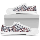 Polynesian Tribal Line Low Top Shoes For Women White, Black Custom Shoes