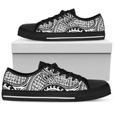 Polynesian Tribal Pattern Low Top Shoes For Women White, Black Custom Shoes