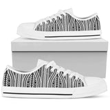 Polynesian Tribal Style Low Top Shoes For Women White, Black Custom Shoes