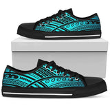 Polynesian Tribal Low Top Shoes For Women White, Black Custom Shoes