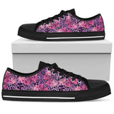 Purple Butterfly Leopard Low Top Shoes For Women White, Black