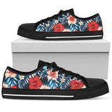 Red Hibiscus Blue Scene Low Top Shoes For Men, Women