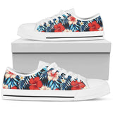 Red Hibiscus Blue Scene Low Top Shoes For Men, Women