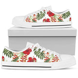 Red Hibiscus Tropical Flowers Low Top Shoes For Men, Women