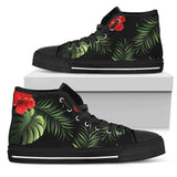 Red Hibiscus Tropical High Top Shoes For Women, Shoes For Men Custom Shoes